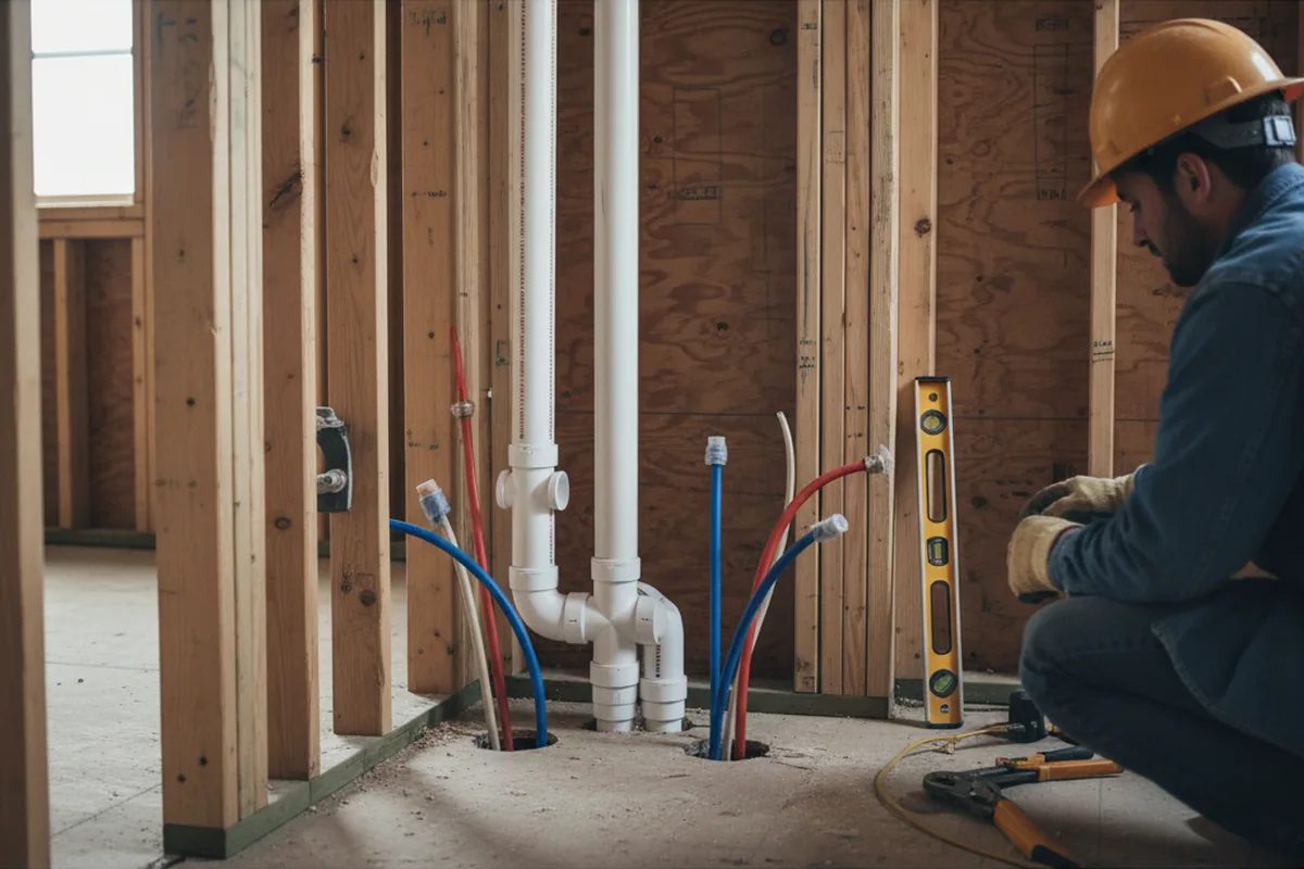 Drain and supply rough-in during Leak Detection in Stafford